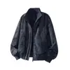 Chaqueta Bomber Retro Americana con Cuello Alto para Hombre, Nuevo Estilo Otoño e Invierno, Corte Limpio, Chaqueta Corta Suelta y Versátil