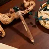 Pluma de Piedra Cruda de Cristal Natural, Bolígrafo, Pluma Mágica de Madera Maciza, Báculo Mágico de Cristal Retro Creativo, Pluma Mágica Europea y Americana