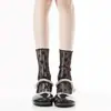 Calcetines Cortos de Encaje Estilo Retro Japonés Calados Apilados para Mujer con Lazo, Calcetines para Pantorrilla, Estilo Jk Lolita, Primavera y Verano Deseo Puro Chica Picante