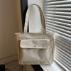 Bolso Casual Simple de Nuevo Estilo para Mujer Estilo Coreano Artístico Color Sólido Bolso de Hombro para Estudiante Gran Capacidad Bolso para Clases de Tutoría Transfronterizo