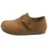 Fivela Separador de Dedos Falso Sapatos Birkenstock Feminino 2026 Outono Couro Fosco Sola Macia Antiderrapante Sapatilhas Slip-on Sapatos Birkenstock Sola Grossa