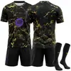 2627 Camiseta de Fútbol del Barcelona Número 10 Yamal Messi Ropa de Entrenamiento para Partido Patrón de Mármol Negro Dorado Camiseta