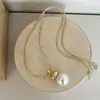 Collar con Colgante de Perla con Forma de Calabaza Personalizado Retro para Mujer, Diseño de Nicho, Accesorio de Joyería de Cadena Larga de Gama Alta