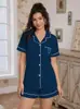Estación Independiente de Amazon Conjunto de Cardigan con Solapa de Seda Helada de Manga Corta y Shorts Ropa de Casa Europea y Americana Pijama de Verano para Mujer Comercio Exterior