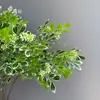 Planta artificial verde de folha de faia, decoração de fundo de arranjo floral de casamento estilo floresta branco e verde, paisagismo suspenso de canto para plantas aéreas