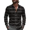 Camisas de Negocios para Hombre Transfronterizas con Patrones de Cuadros Rayados, Camisas de Manga Larga para Hombre, Tops de Primavera de Cuello con Botones