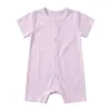 Mameluco de algodón Clase A transfronterizo para bebés, estilo de verano delgado, mameluco de manga corta con apertura frontal y esquinas planas, adecuado tanto para niños como para niñas