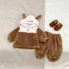 Conjunto de Pijama de Desenho Animado Super Fofo para Bebê Novo de Inverno Pode Ser Usado Fora Veludo Coral Espessado Quente Roupas de Casa Conjunto de Duas Peças