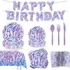 Amazon Kpop Demon Slayer Grupo Feminino Artigos de Festa Padrão Tigre Topper para Bolo de Aniversário Prato de Papel para Festa Decorações de Bandeirinhas