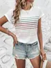 Camiseta de Manga Larga a Rayas con Hombros Caídos para Mujer, Nueva Colección Primavera y Otoño 2026, Casual Europeo y Americano, Delgada, Holgada, Versátil, Camiseta Básica