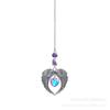 Pegador de sol de cristal colorido Asas de anjo pingente de iluminação de cristal Metal de ferro tridimensional Ornamentos de decoração para casa