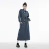 Elegante Vestido de Mezclilla para Mujer, Nuevo Estilo Primavera y Otoño 2025, Nicho de Alta Gama Look Vintage, Vestido Largo Adelgazante, Moderno