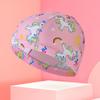 Gorro de baño para niños y niñas, impermeable, de tela, para el pelo largo, a la moda, de alto valor colorido, con protección para los oídos, al por mayor