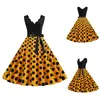 Fuente de fábrica 2021 Moda Patchwork Estampado de Lunares Sin Mangas Burnout Estampado de Lunares Fiesta Vestido de Baile
