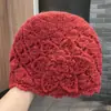 Gorro de punto de ganchillo hecho a mano de doble capa estilo coreano para mujer, gorro de lana tejido cálido versátil para otoño e invierno