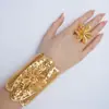 Novo Conjunto de Joias Anel com Pulseira de Flores Conjunto de 2 Peças Banhado a Ouro 24K Oriente Médio Dubai Noiva Joias de Casamento