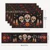 Conjunto de cinco peças de toalha de mesa e porta-copos para Halloween, decoração de toalha de mesa em poliéster para montagem de festa em casa, dropshipping transfronteiriço