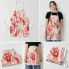 Delantal Sangriento de Horror de Halloween Cosplay para Adultos Accesorio de Fiesta Estampado Manchado de Sangre Disfraz