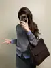 Cardigan Falso Duas Peças de Tricô Verde Macio Estilo Coreano para Mulheres, Casaco Suéter Engrossado para Outono e Inverno, Top Curto Macio