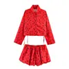 Conjunto de chaqueta con diseño de cordón de lunares y shorts tipo globo para mujer, comercio exterior transfronterizo europeo y americano ZA