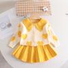 Vestido suéter de nuevo amor para niña otoño e invierno Nuevo cárdigan de falda de dos piezas de punto lindo versión coreana