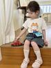 Tamanho Rolo 25 Verão Infantil Algodão Fino Desenho Animado Manga Curta Camiseta Meninos e Meninas Bebê Gola Redonda Top Algodão Fofo