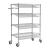 Estante de Malla de Alambre Cromado Móvil con Ruedas Estante de Almacenamiento de Bolsillo Inclinado Estante de Exhibición para Almacén de Comercio Electrónico Puesto de Supermercado
