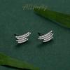 Pendientes de plata s925 con líneas geométricas para mujer, estilo coreano, sencillos, ligeros, de lujo, con diamantes, estilo Hong Kong, elegantes joyas para las orejas de celebridades de Internet.