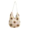 2026 Bolso Tejido de Paja de Gran Capacidad Bolso de Hombro Axila de Girasol Hueco Tejido Bolso de Mano de Tendencia de Moda para Mujeres