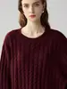 Suéter Pulóver de Punto Grueso Simple con Trenzas Tridimensionales de Cuello Redondo 100% Cachemir Europeo y Americano Otoño e Invierno para Mujer Talla Grande