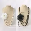 Y2K Atmósfera Antigua Temprana Multicapa Perla de Imitación Encaje Flor Larga Cadena Subcultura Shibuya Pluma Cinta Capas