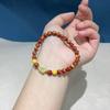 Pulseira de Círculo Único com Contas Redondas de Areia de Cristal de Cinábrio e Realgar com Abóbora, Pulseira Exquisita e Simples do Ano do Animal para Mulheres