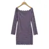 Lencería Erótica Tallas Grandes, Vestido Morado de Encaje de un Solo Hombro y Manga Larga, Vestido Bodycon Ajustado que Ceñe la Cintura, Estilo Pura Pasión, Efecto Adelgazante