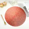 Manteles Individuales Western de PVC Rojos Europeos Redondos con Diseño Calado para Hoteles, Uso Doméstico, Simples y Creativos, Fáciles de Limpiar, Manteles Individuales Aislantes e Impermeables