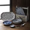 Prato de cerâmica retrô estilo japonês, prato doméstico, prato fundo, prato criativo para peixe, prato de porcelana azul e branca, conjunto de talheres de estilo japonês