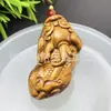 Colgante Pixiu de Piedra Ojo de Tigre Amarillo, Colgante de Collar de Piedra Jade, Accesorio de Joyería, Colgante Pixiu de Tres Monedas de Piedra Ojo de Tigre Amarillo