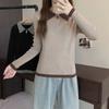 Tricô Francês com Gola Polo que Cobre a Barriga Zíper Tricô Outono e Inverno