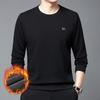 Suéter masculino com forro de lã, camiseta de manga comprida de gola redonda, nova coleção inverno 2024, camiseta quente e grossa para jovens e meia-idade