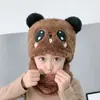Gorros Infantiles para Niños y Niñas, Calentador de Cuello Cálido de Invierno, Cubre Rostro Cortavientos Integrado, Protección para Orejas, Diseño de Panda, Hace que la Cara Parezca Más Pequeña