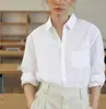 Camisa blanca de cuello POLO Baijiahao para mujer, nuevo diseño de otoño e invierno 2026, manga larga