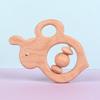 Sonajero animal de haya nuevo de madera de dibujos animados DIY juguete para molares de bebé accesorios fabricantes fuente mayoreo