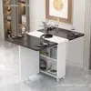 Mesa de comedor plegable para el hogar, apartamento pequeño, simple, multifuncional, móvil con ruedas, apartamento de alquiler, rectangular, mesa de comedor pequeña
