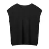 Camiseta de punto de manga corta "Tencel Lino Tacto Frío" para Mujer, Nuevo Estilo de Verano, Cuello Redondo, Corte Holgado, Transpirable, Top Delgado para Superponer