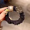 Elegante Scrunchie Negro Plisado con Aleación de Alta Elasticidad para el Cabello, Sencillo Sujetador de Cola de Caballo, Banda para Moño