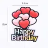 Decoração de Bolo de Aniversário Coroa de Aniversário Marca Bolo de Aniversário Balão Feliz Cartão de Aniversário Pequeno Transparente ins Doce