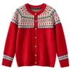 Cardigã Outono Inverno Masculino Versátil Top Cor Color Block Infantil Tendência Fair Isle Retrô Cashmere Gola Redonda Suéter Feminino