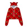 Otoño 2023 Nuevo Navidad Impresión Digital 3D Ombliguera Sudadera con Orejas de Gato Jersey con Capucha