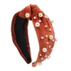 Fábrica de Origem Tecido Amarrado Headband de Cano Alto Novo Versátil Veludo Pérola Headband Borda Larga Atacado para Mulheres