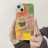 Pintura al Óleo Gatito de Dibujos Animados Adecuado para Funda de Teléfono iPhone 17 Pro Max 16 Pro Simple Apple 14X Pareja 15