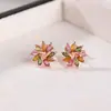 Pendientes de Tuerca Narciso Yuebao Jewelry Coloridos de Turmalina Plata de Ley S925 Chapado en Oro Rosa Pendientes de Gama Alta Personalizados